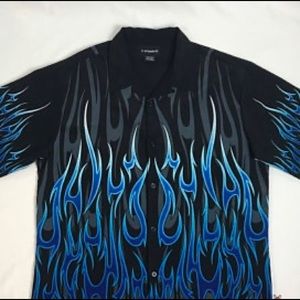 Vintage Y2K Button up Flame Shirt